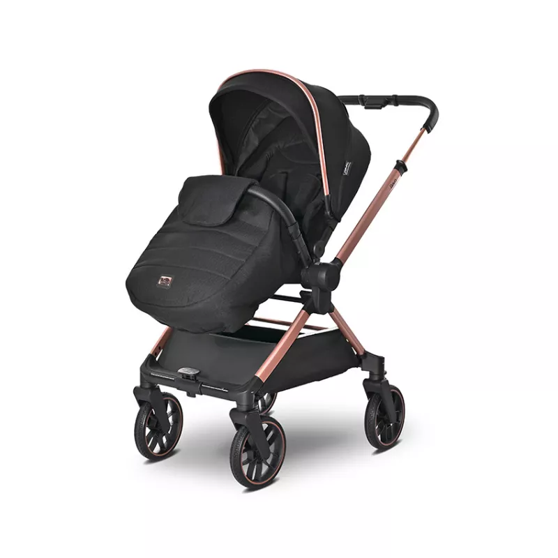 Carucior Set 3 in 1, Reya, maner reversibil, pana la 22 kg, Negru Jasper 8