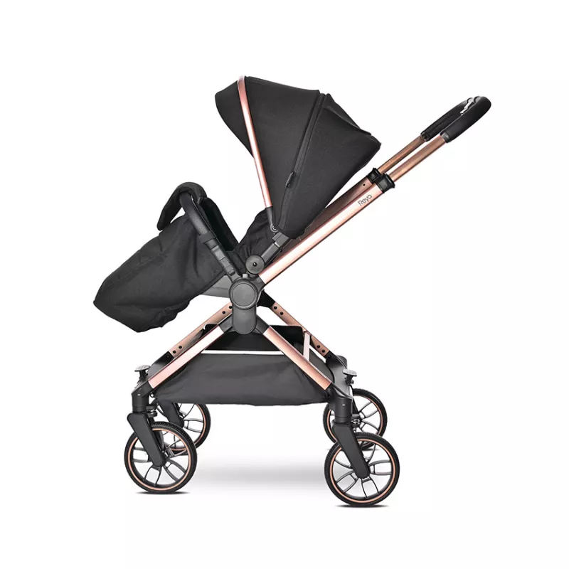Carucior Set 3 in 1, Reya, maner reversibil, pana la 22 kg, Negru Jasper 9