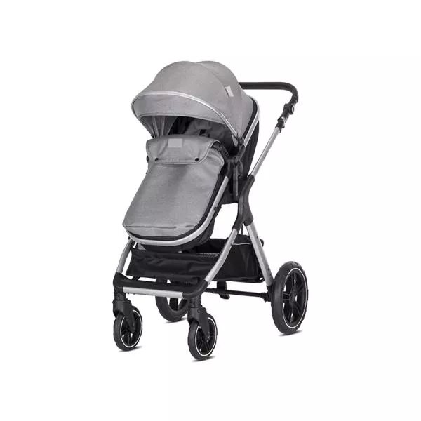 Carucior Set 3 in1, Viola, cos auto Spirit inclus, transformabil, sezut reversibil,  pana la 22 kg, Grey 6