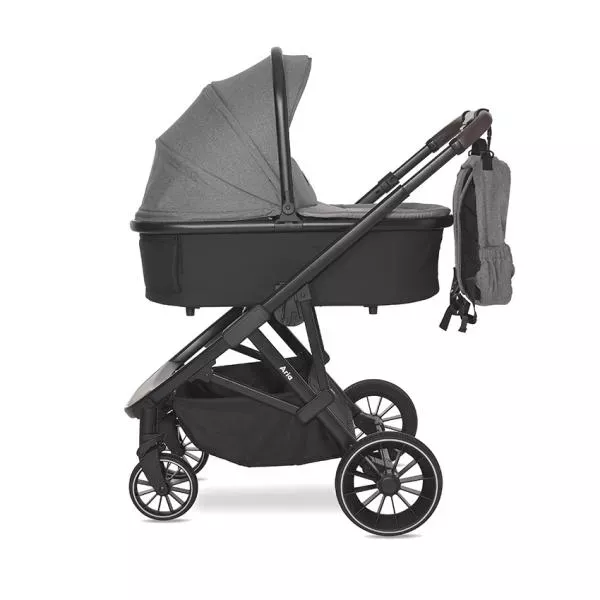 Carucior set 3in1,  Aria, cosulet auto Aria Luxe 40-87 cm inclus, Grey 9