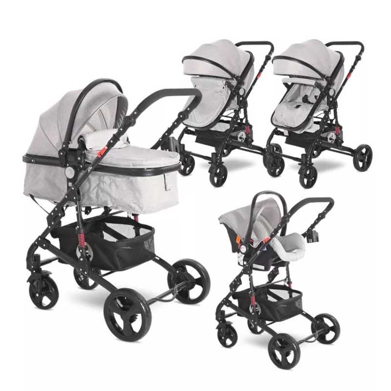 Carucior Set, Alba Classic, landou transformabil, cos auto inclus, cadru aluminiu, Grey 1