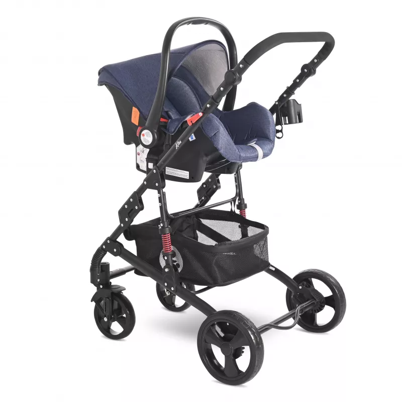 Carucior Set, Alba Classic, landou transformabil, cos auto inclus, cadru aluminiu, Jeans Blue 2