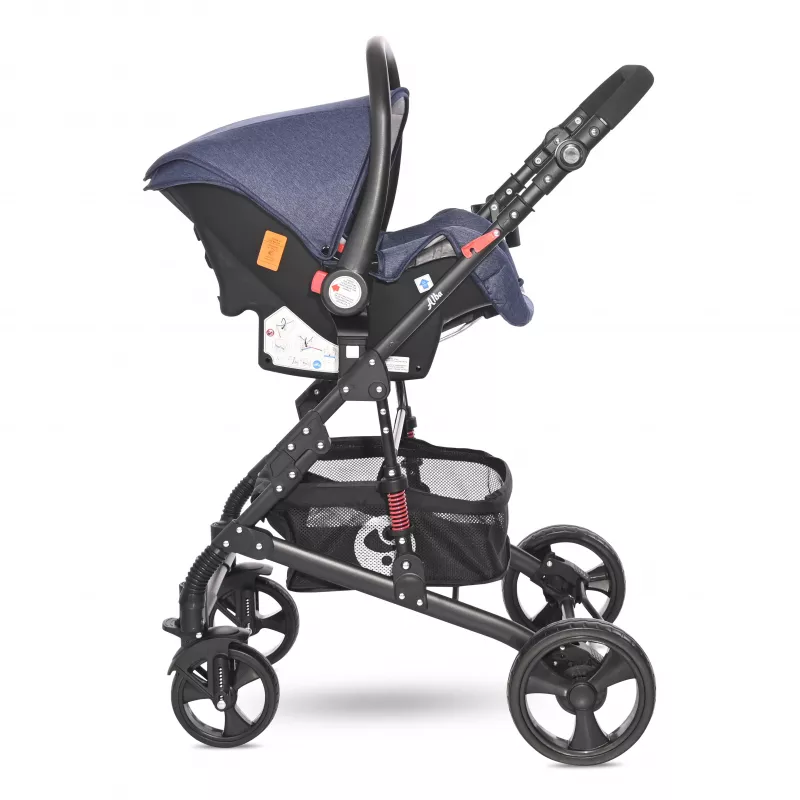Carucior Set, Alba Classic, landou transformabil, cos auto inclus, cadru aluminiu, Jeans Blue 3