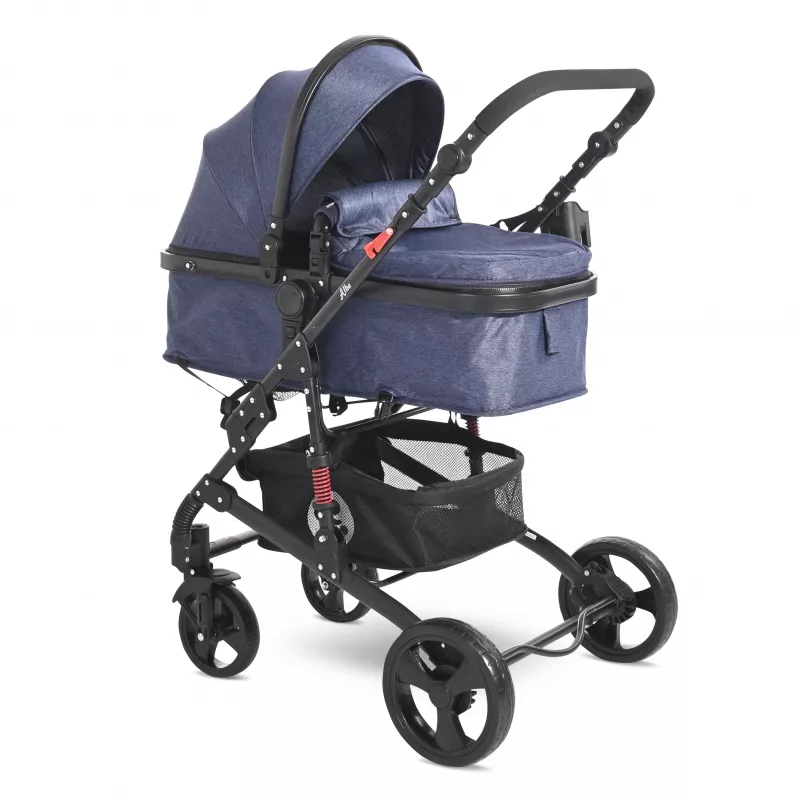 Carucior Set, Alba Classic, landou transformabil, cos auto inclus, cadru aluminiu, Jeans Blue 4