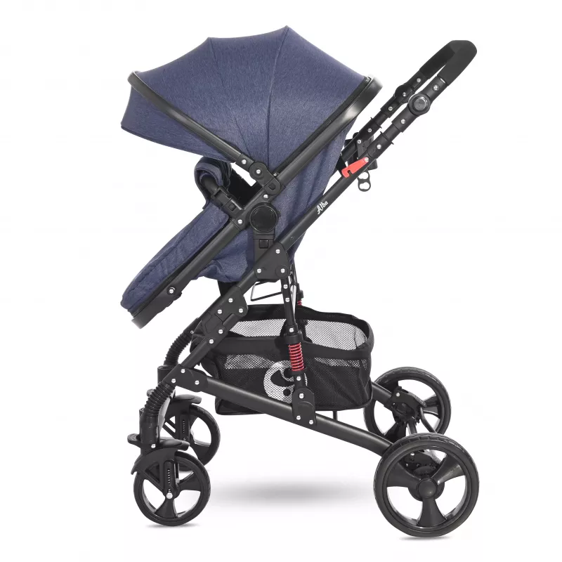Carucior Set, Alba Classic, landou transformabil, cos auto inclus, cadru aluminiu, Jeans Blue 7