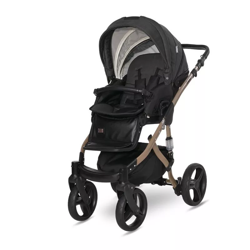 Carucior set Rimini Premium, landou separat, sezut reversibil, cadru din aluminiu, cos auto optional, Negru 5