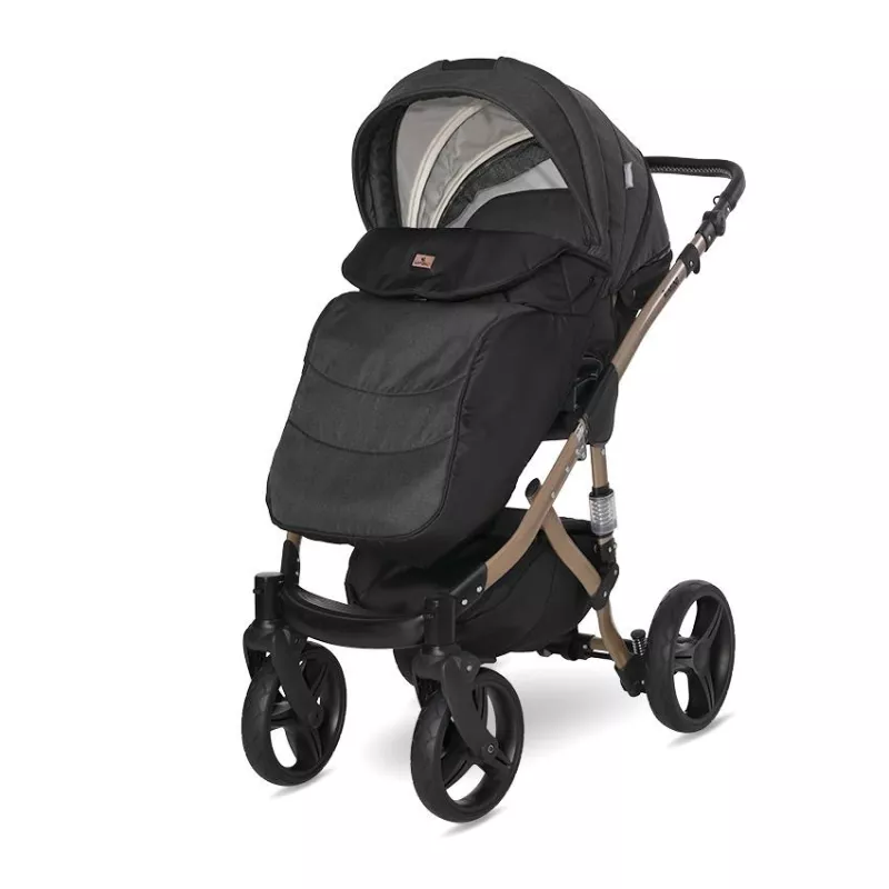 Carucior set Rimini Premium, landou separat, sezut reversibil, cadru din aluminiu, cos auto optional, Negru 6