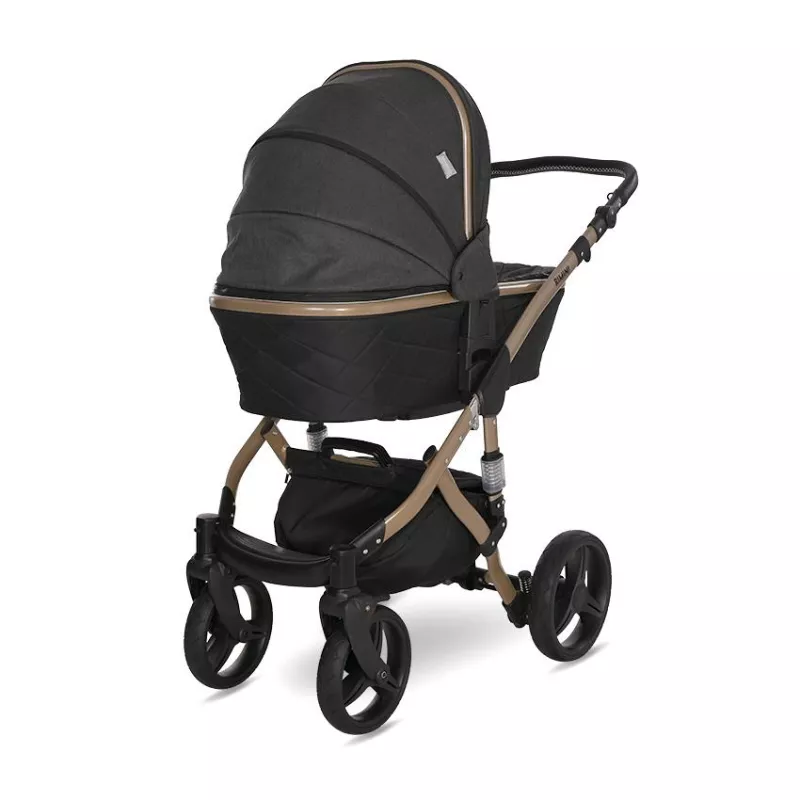 Carucior set Rimini Premium, landou separat, sezut reversibil, cadru din aluminiu, cos auto optional, Negru 9