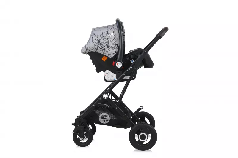 Carucior Set, Sena, landou transformabil, cos auto inclus, cadru din aluminiu, Grey Marble New 10
