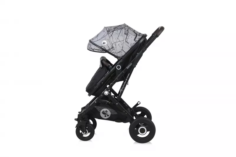 Carucior Set, Sena, landou transformabil, cos auto inclus, cadru din aluminiu, Grey Marble New 3