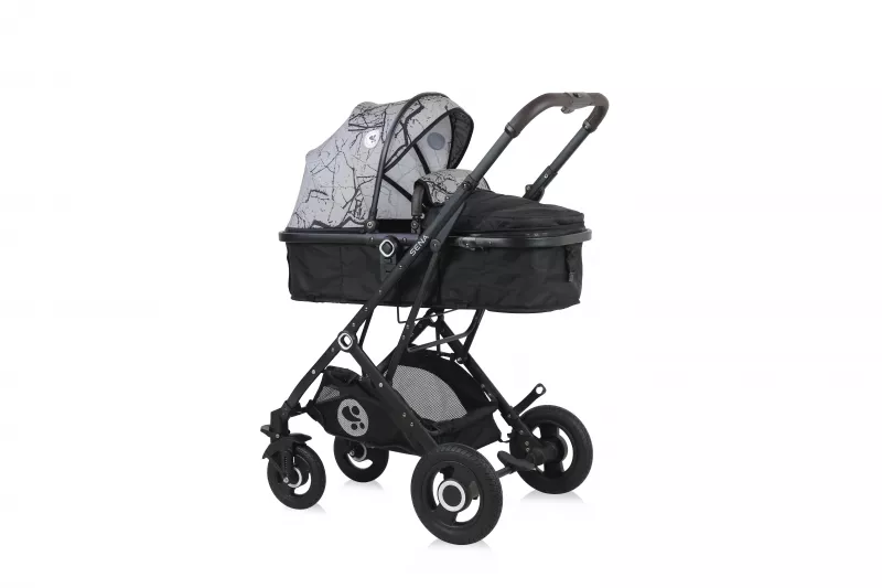 Carucior Set, Sena, landou transformabil, cos auto inclus, cadru din aluminiu, Grey Marble New 6