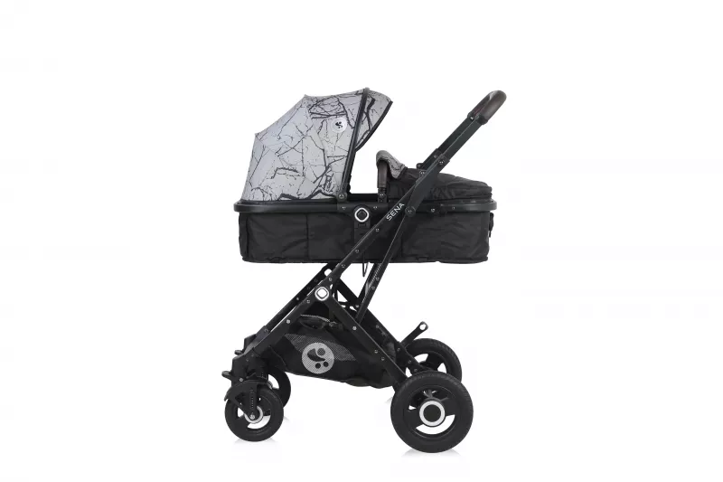 Carucior Set, Sena, landou transformabil, cos auto inclus, cadru din aluminiu, Grey Marble New 7