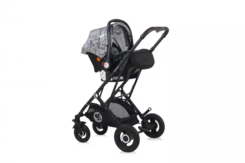 Carucior Set, Sena, landou transformabil, cos auto inclus, cadru din aluminiu, Grey Marble New 8