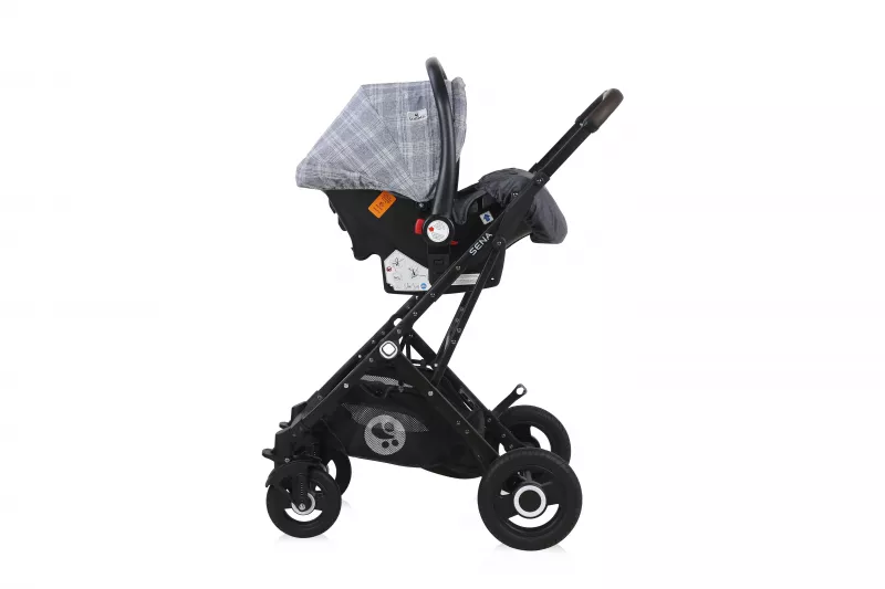 Carucior Set, Sena, landou transformabil, cos auto inclus, cadru din aluminiu, Grey Squared 10