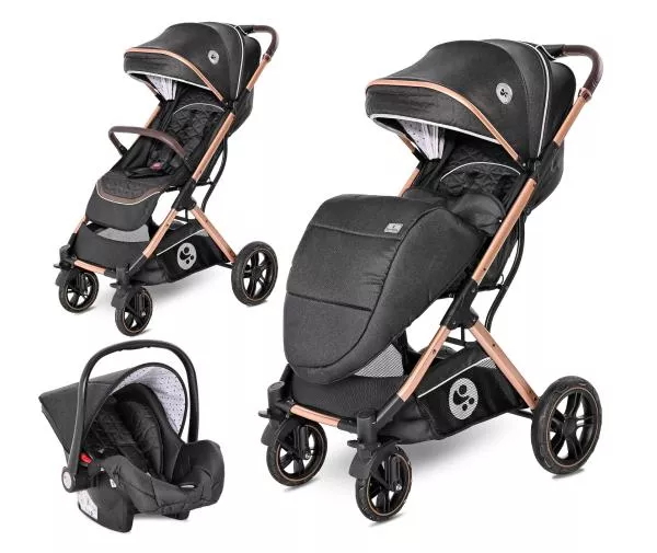 Carucior set, Storm, de la 0 luni pana la 4 ani, maxim 22 kg, cos auto inclus, cadru din aluminiu, Luxe Black 1