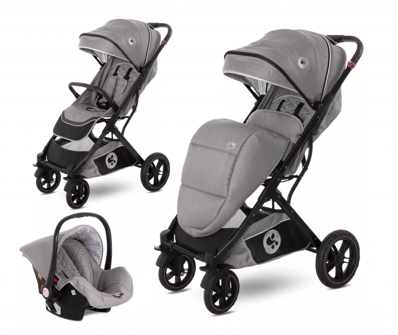 Carucior set, Storm, de la 0 luni pana la 4 ani, maxim 22 kg, cos auto inclus, cadru din aluminiu, Gri Opaline 1