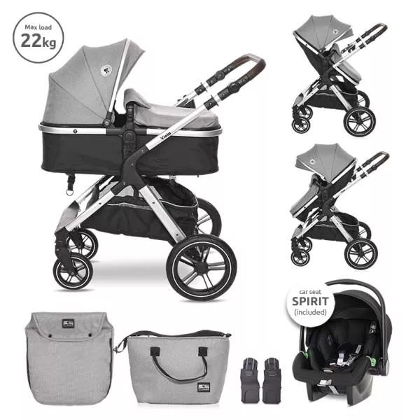 Carucior Set Viola, cos auto inclus, set adaptori inclus, pana la 22 kg, Opaline Grey 1
