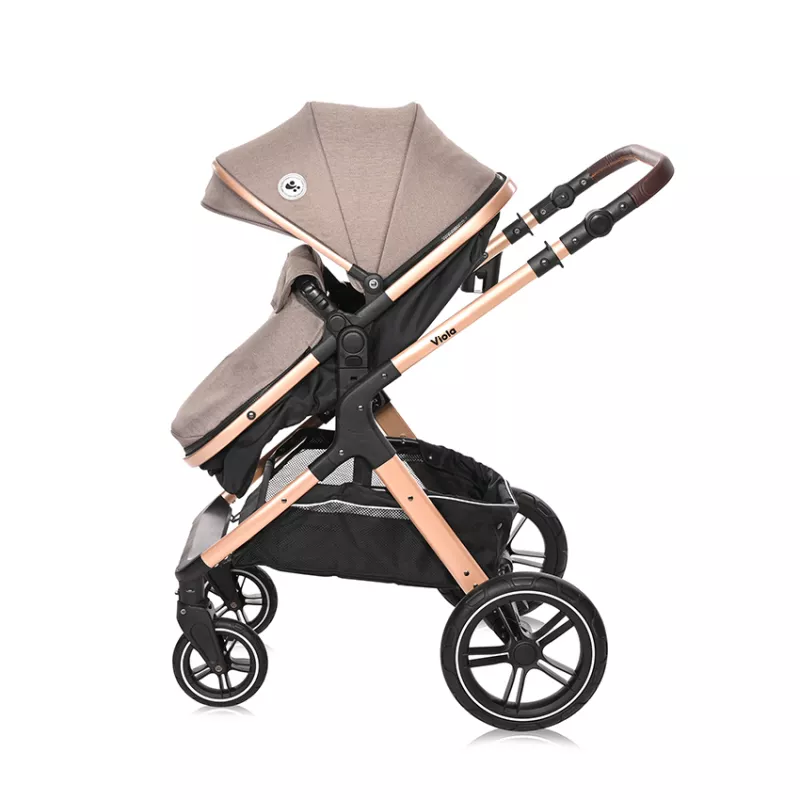 Carucior Set Viola, cos auto inclus, set adaptori inclus, pana la 22 kg, Pearl Beige 8