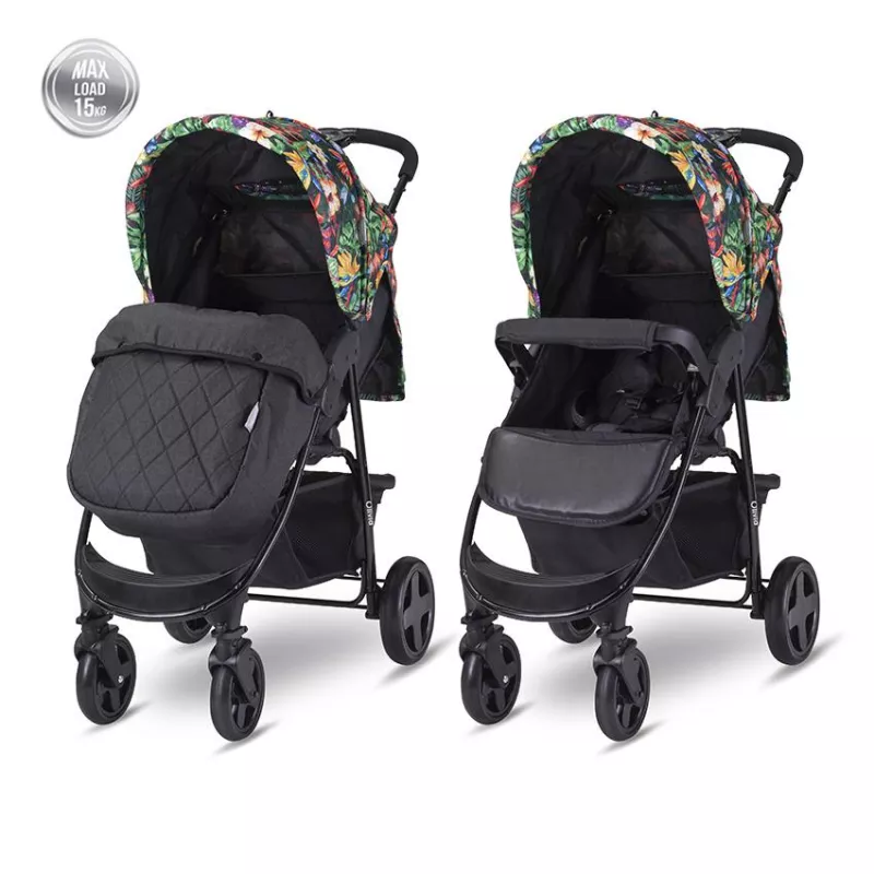 Carucior sport Olivia Basic, cu husa de picioare, pliere tip carte, Flori Tropicale 1
