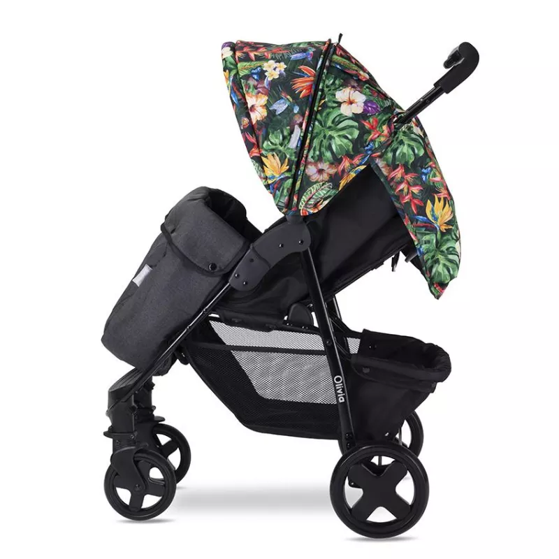 Carucior sport Olivia Basic, cu husa de picioare, pliere tip carte, Flori Tropicale 4