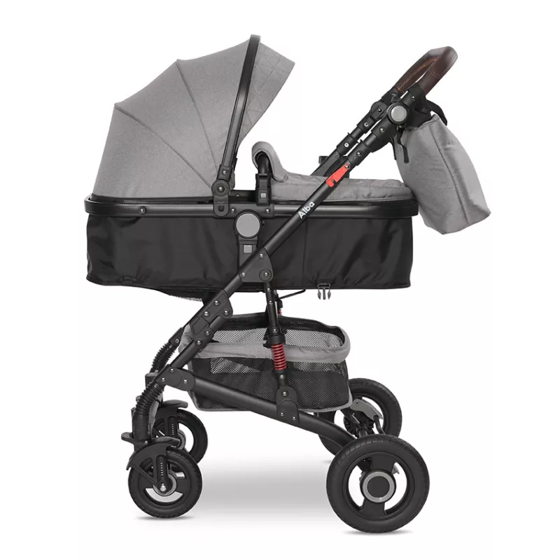 Carucior Alba Premium, landou transformabil, adaptori scoica, de la 0 luni pana la 3 ani, maxim 15 kg, Opaline Grey 4