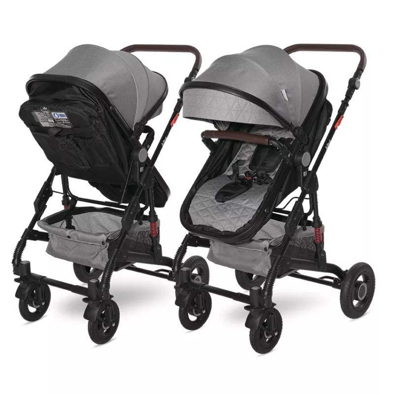 Carucior Alba Premium, landou transformabil, adaptori scoica, de la 0 luni pana la 3 ani, maxim 15 kg, Opaline Grey 8