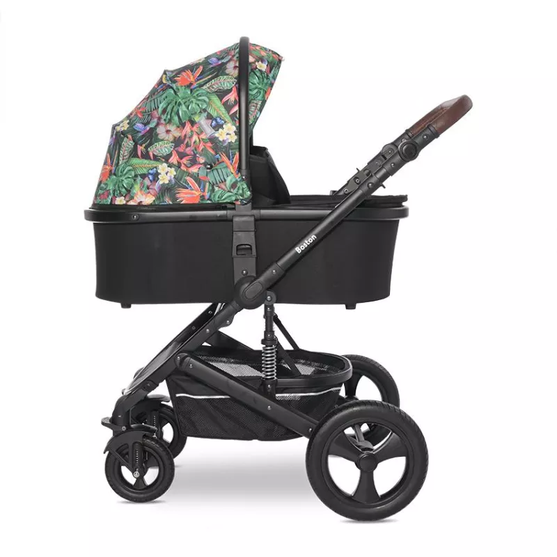 Carucior  Boston, de la 0 luni pana la 4 ani, maxim 22 kg, landou separat,  cadru din aluminiu, cos auto optional, Tropical Flowers 3