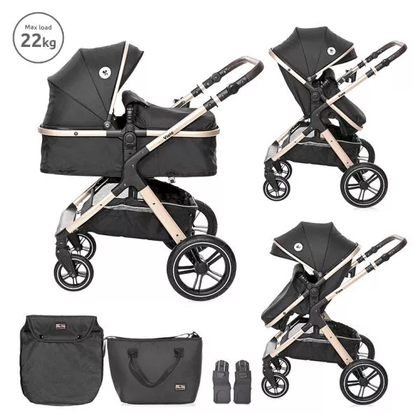 Carucior transformabil, Viola, cu adaptori cos auto, pana la 22 kg Black Diamonds 1