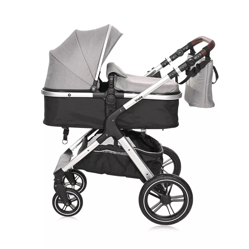 Carucior transformabil Viola, cu adaptori cos auto, pana la 22 kg, Opaline Grey 4