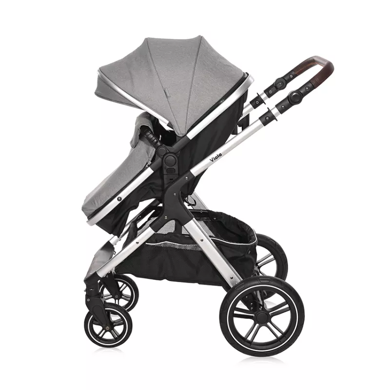 Carucior transformabil Viola, cu adaptori cos auto, pana la 22 kg, Opaline Grey 7