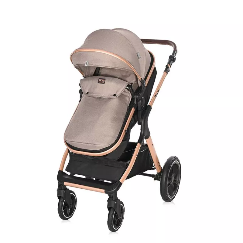 Carucior transformabil, Viola, cu adaptori cos auto, pana la 22 kg, Pearl Beige 5