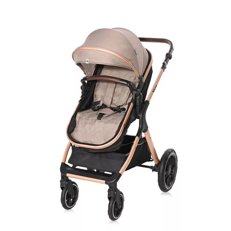 Carucior transformabil, Viola, cu adaptori cos auto, pana la 22 kg, Pearl Beige 6