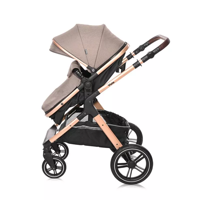 Carucior transformabil, Viola, cu adaptori cos auto, pana la 22 kg, Pearl Beige 7