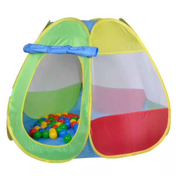 Casuta de joaca pentru copii, Knorr Toys, potrivit interior/exterior, include 50 bile asortate coloristic fara BPA, din tesatura de cort hidrofuga,  0 Luni+, Bellox 1