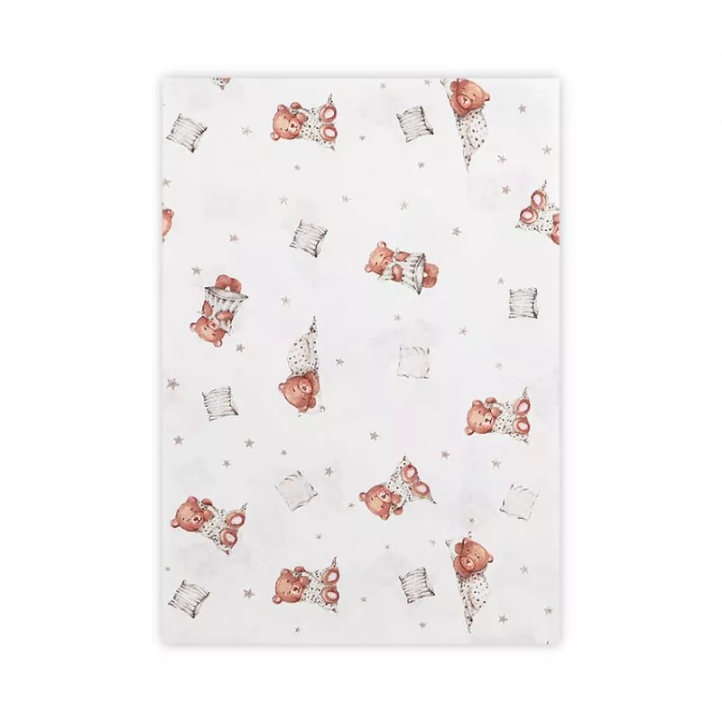 Cearceaf bumbac ranforce, 100x150 cm, Bears & Piollws Beige 1