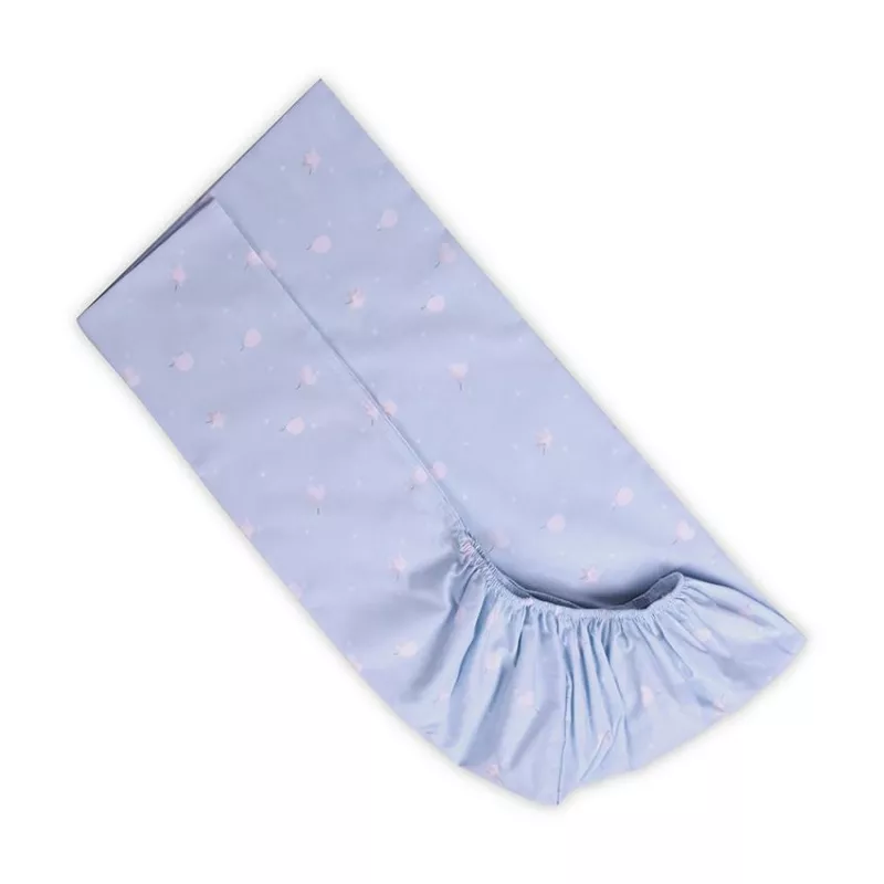 Cearceaf cu banda elastica, bumbac ranforce, 60x120 cm, Train Blue 1