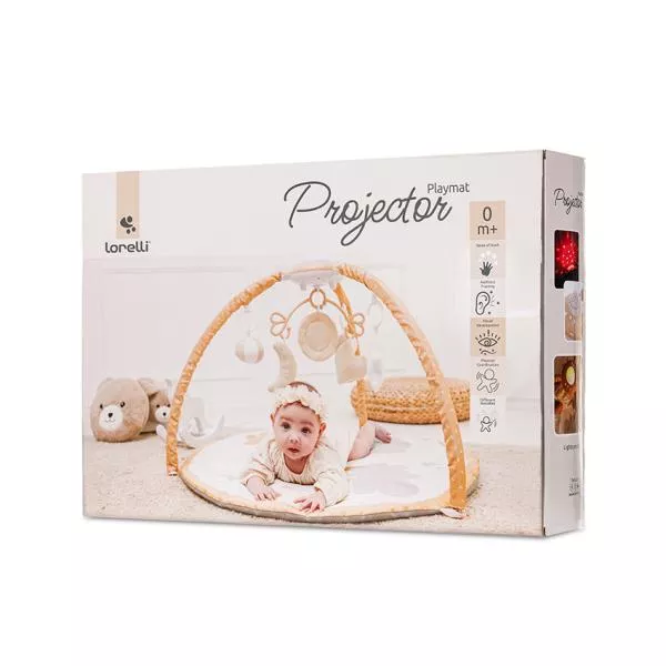 Centru de de activitati, Proiector Rainbow, saltea de joaca, proiector cu lumini, arcada cu jucarii, 83 x 83 cm, 0 luni+, Beige 3