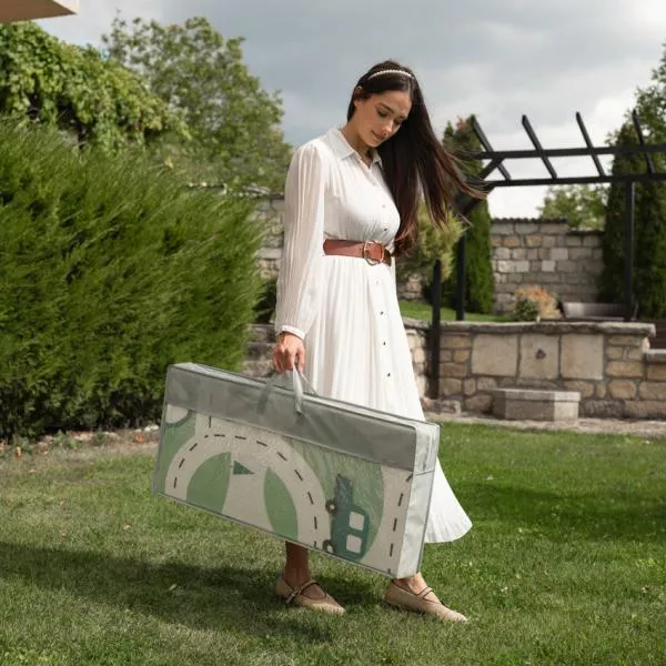 Covoras de joaca termic pentru copii, din spuma XPE, design cu doua fete, pliabil, 180 x 200 cm, Waves & Stars 6