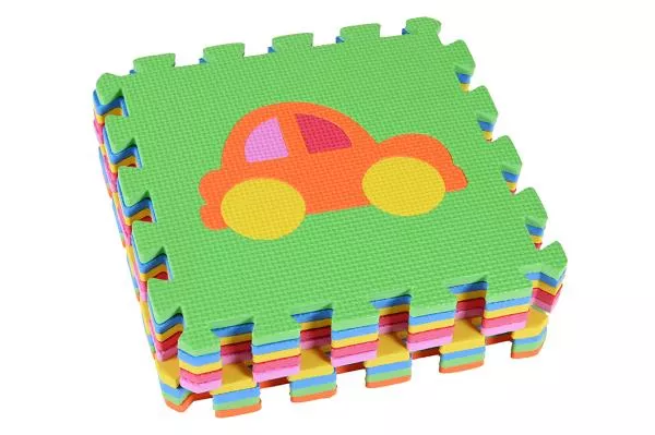 Covoras puzzle colorat, Knorr Toys, 9 piese, 30x30x1 cm, din spuma moale Eva, izolator si antiderapant, 3 Ani+, Trafic 4