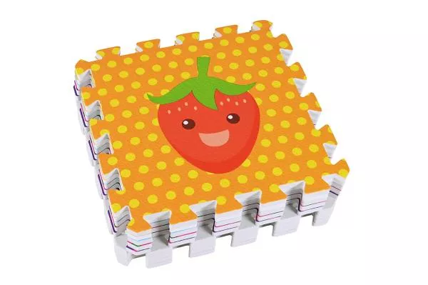 Covoras puzzle colorat, Knorr Toys, 9 piese, 30x30x1 cm, din spuma moale Eva, izolator si antiderapant, 10 Luni+, Fructe 4