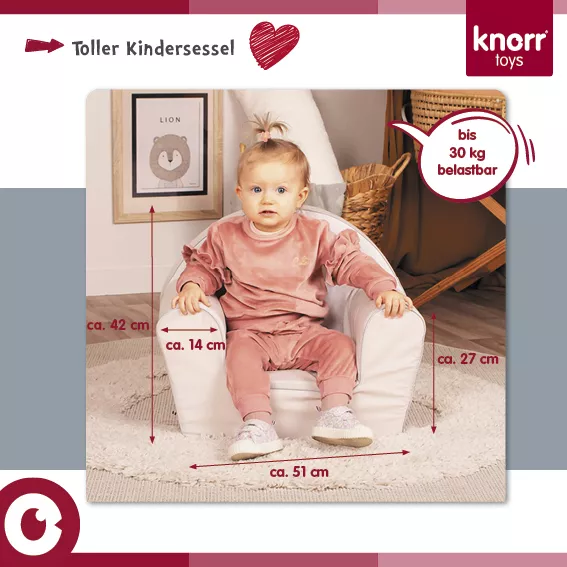Fotoliu pentru copii, Knorr Toys, umplutura din spuma moale, husa bumbac 100% detasabila si lavabila, 51 x 34 x 42 cm, 9 Luni+, Happy Bear 3