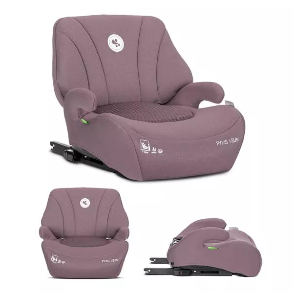 Inaltator auto pentru copii, Pyxis, i-Size, Isofix, tip booster cu spatar detasabil, 6-12 ani, 125-150 cm, Pink 1