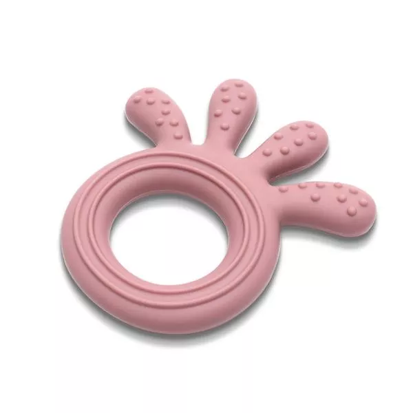 Jucarie de dentitie din silicon, 0 luni+, Octopus, Pink 2