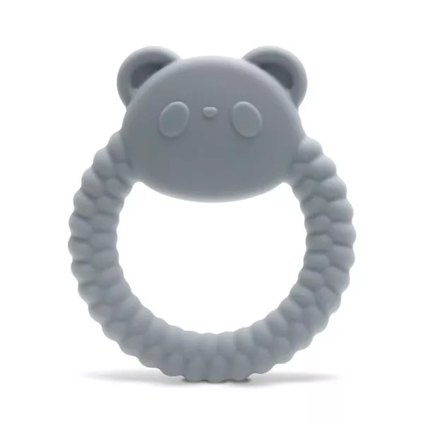 Jucarie de dentitie din silicon, 0 luni+, Panda, Grey 2