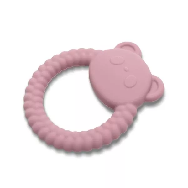 Jucarie de dentitie din silicon, 0 luni+, Panda, Pink 1