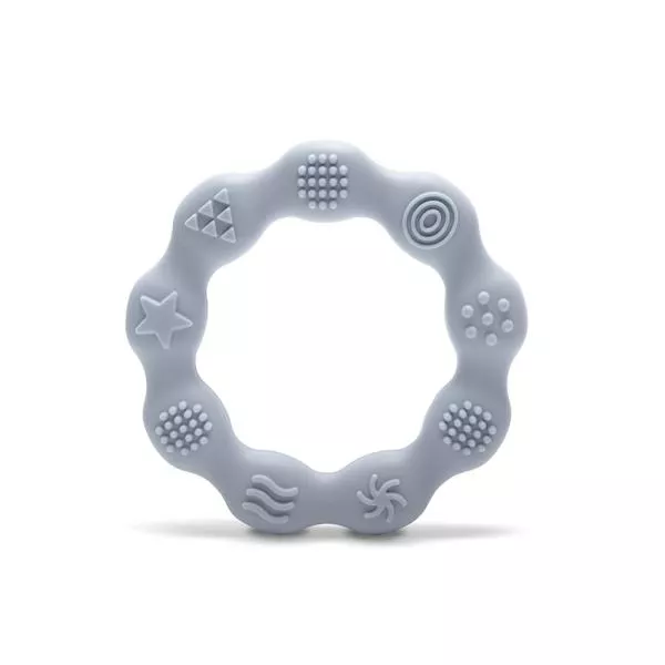 Jucarie de dentitie din silicon, 0 luni+, Ring, Grey 1
