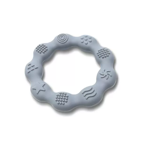 Jucarie de dentitie din silicon, 0 luni+, Ring, Grey 2