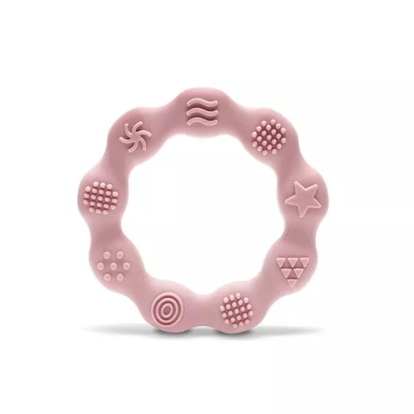 Jucarie de dentitie din silicon, 0 luni+, Ring, Pink 1