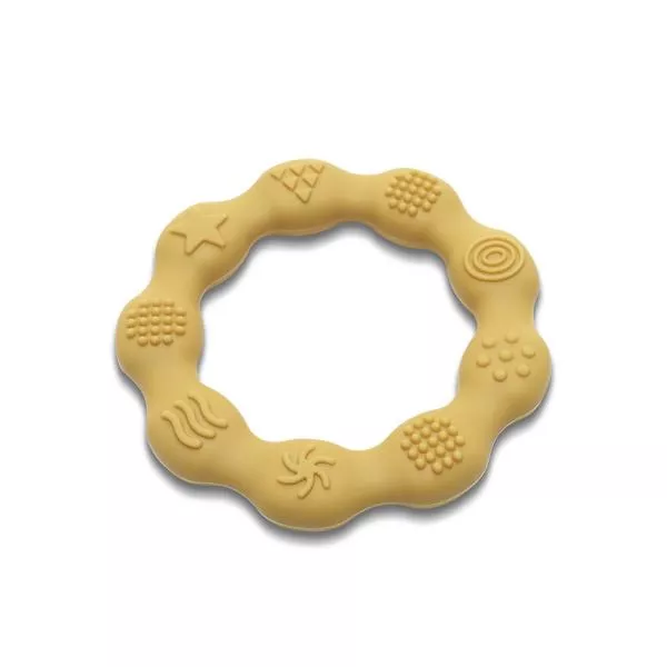 Jucarie de dentitie din silicon, 0 luni+, Ring, Yellow 2