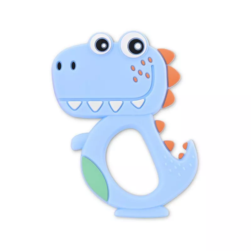 Jucarie de dentitie din silicon, Dino Lucky, peste 3 luni, Blue 1